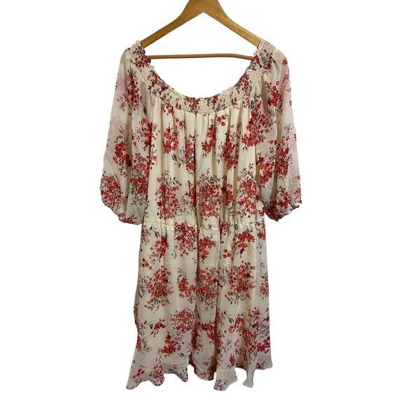 Maurices NEW Floral Off The Shoulder Smocked Midi Dress Plus Cottagecore Size 3X - Picture 3 of 12